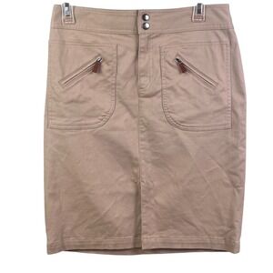 Lauren Ralph Lauren Classic Khaki Safari Style Pencil Skirt Front Slit 8P